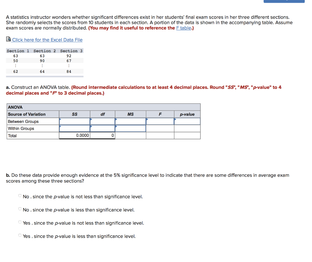 Solved A B с Section 3 92 Section 1 63 50 54 Section 2 63 90 | Chegg.com