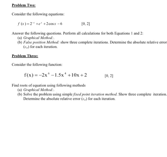 Solved Problem Two: Consider the following equations: | Chegg.com