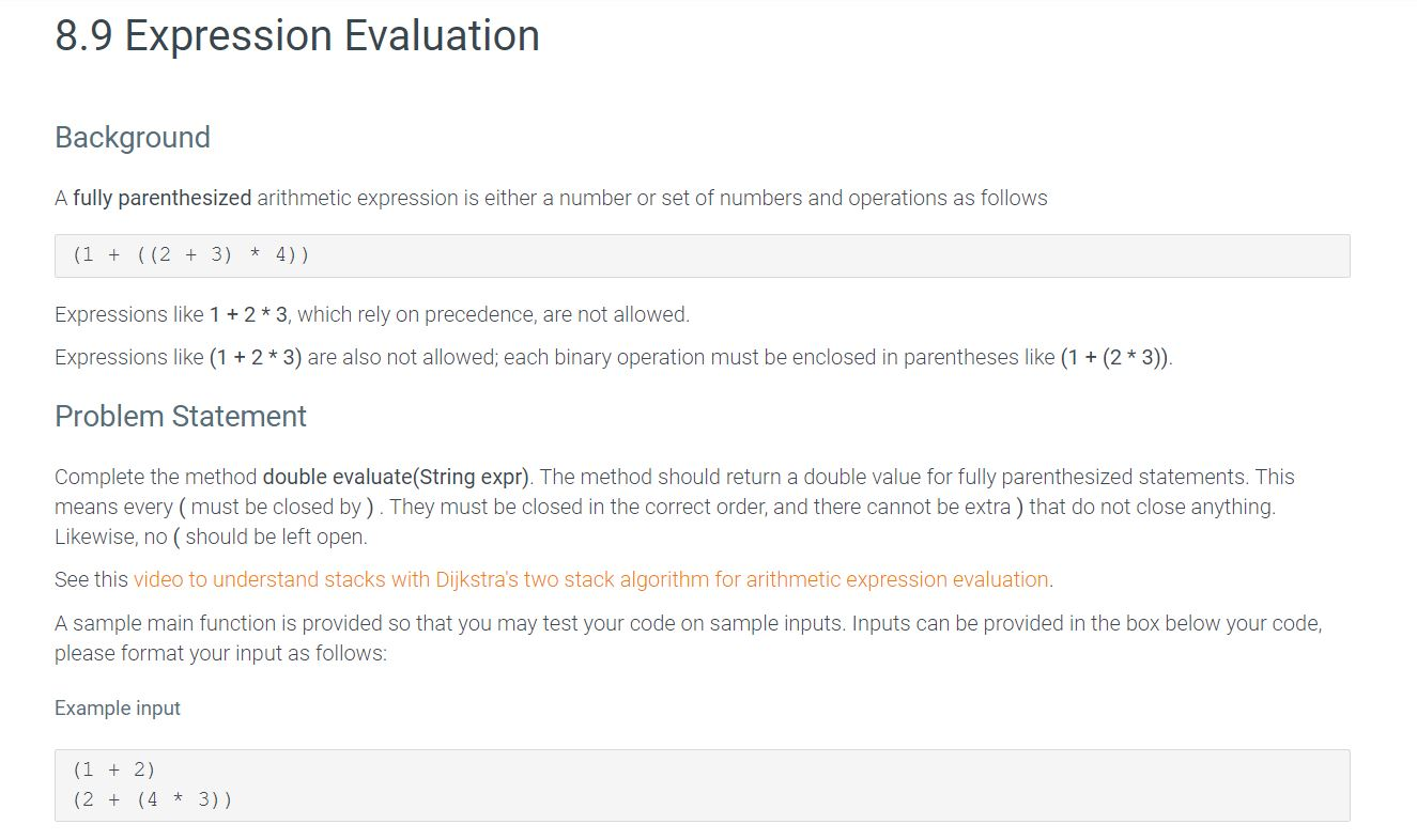 Solved 8.9 Expression Evaluation Background A fully | Chegg.com