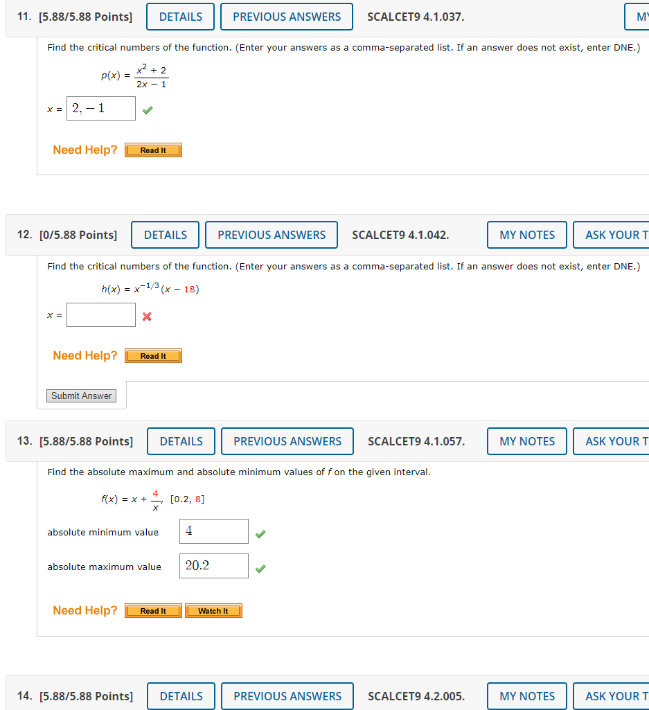 Solved 11. [5.88/5.88 Points] DETAILS PREVIOUS ANSWERS | Chegg.com