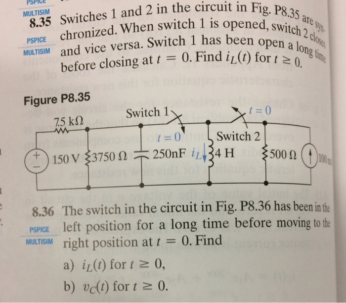 Solved 8.35 Switches 1 and 2 in the circuit in Fi MIULTISIM | Chegg.com