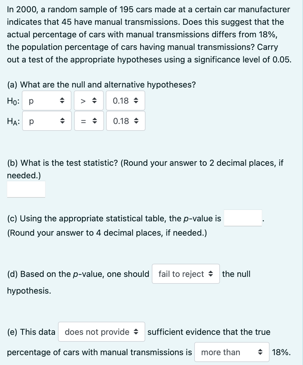 Solved In 2000 , a random sample of 195 cars made at a | Chegg.com