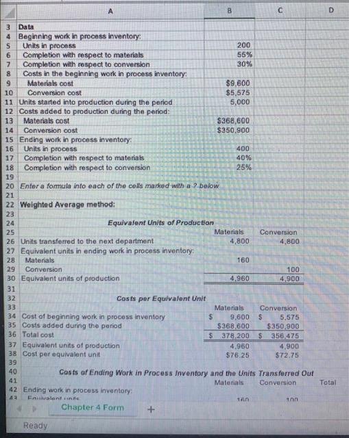 Solved Chapter 4: Applying Excel: Excel Worksheet (Part 1 of | Chegg.com
