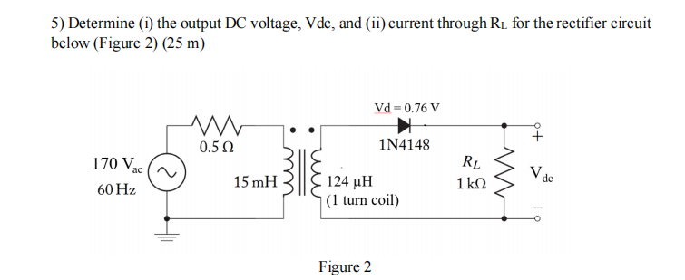 Solved Determine (i) the output DC voltage, Vdc, and (ii) | Chegg.com