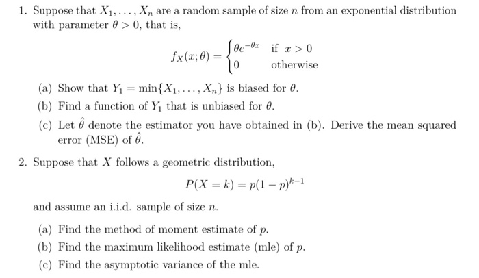 Solved Suppose that X_1, ..., X_n are a random sample of | Chegg.com