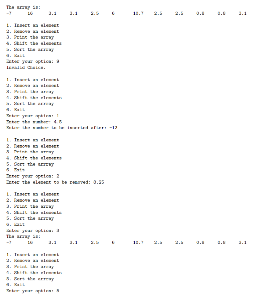 Solved 3 Program 1 - Array Operations - 60 Points Squilliam | Chegg.com