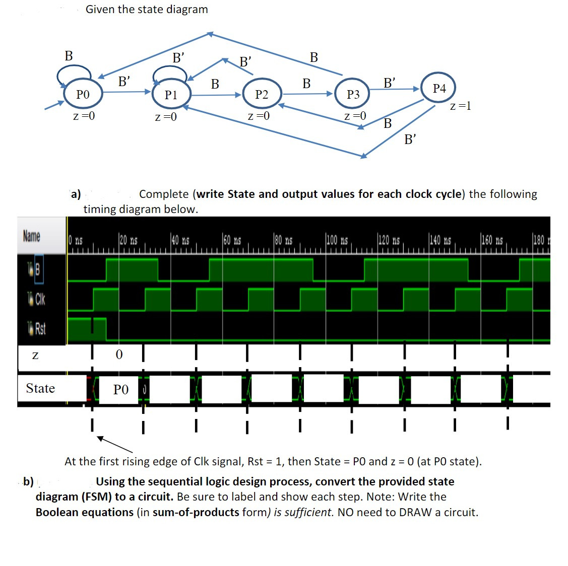 Solved Given the state diagrama) ﻿Complete (write State and | Chegg.com