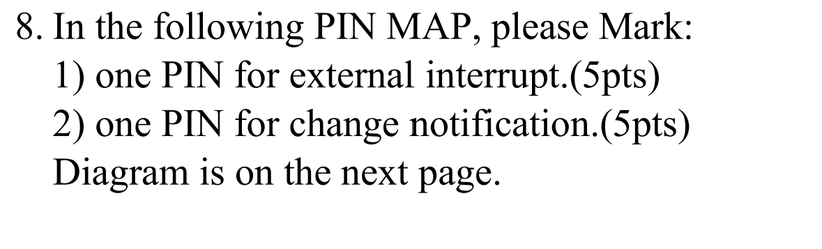 Solved 8. In the following PIN MAP, please Mark: 1) one | Chegg.com