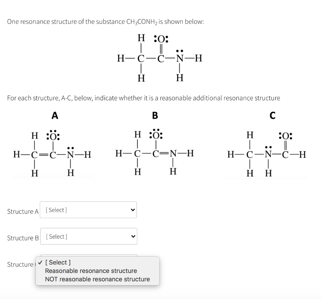 ch3conh2 resonance structures