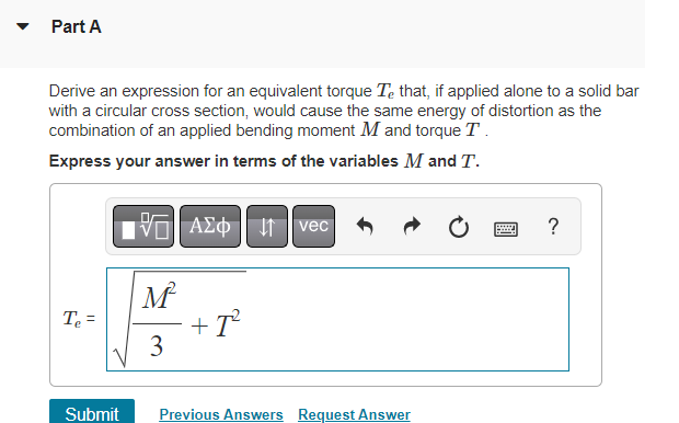 Solved Derive An Expression For An Equivalent Torque Te | Chegg.com