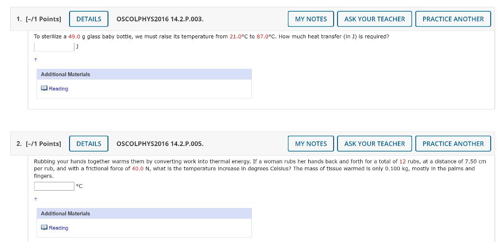 Solved 1 [ 1 Points] Details Oscolphys2016 14 2 P 003 My