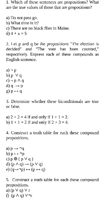 Solved 1 Which Of These Sentences Are Propositions What Chegg Com