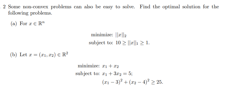 Solved 2 Some non-convex problems can also be easy to solve. | Chegg.com