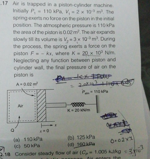Solved i 17 Air is trapped in a pistoncylinder machine.