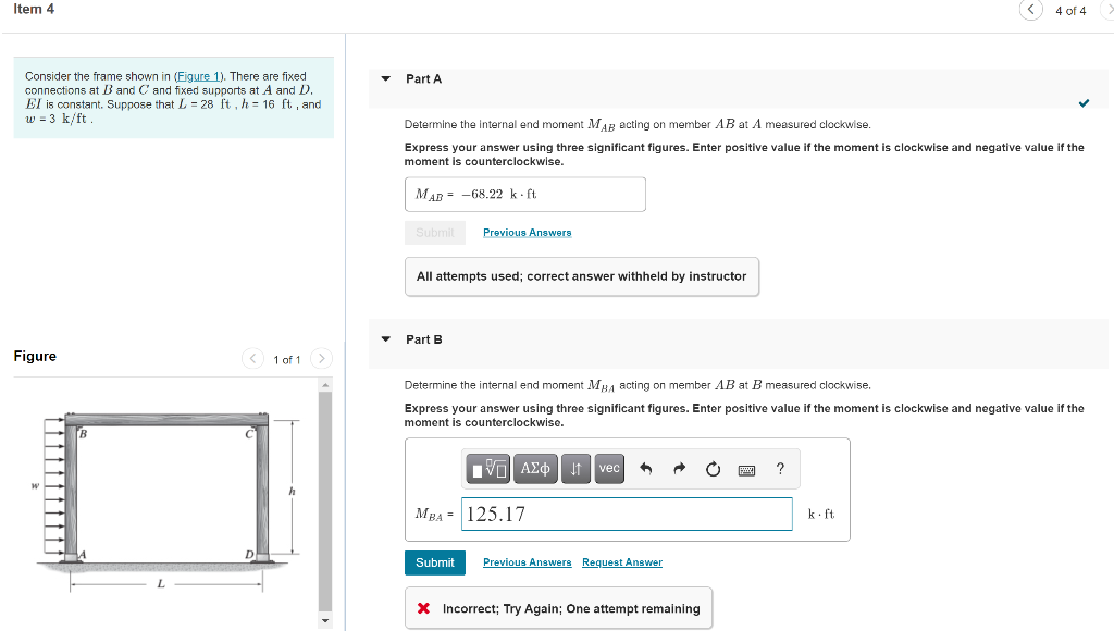 Solved Item 4 4 of 4 Part A Consider the frame shown in | Chegg.com