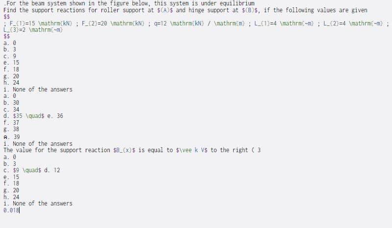 Solved For the beam system shown in the figure below, this | Chegg.com