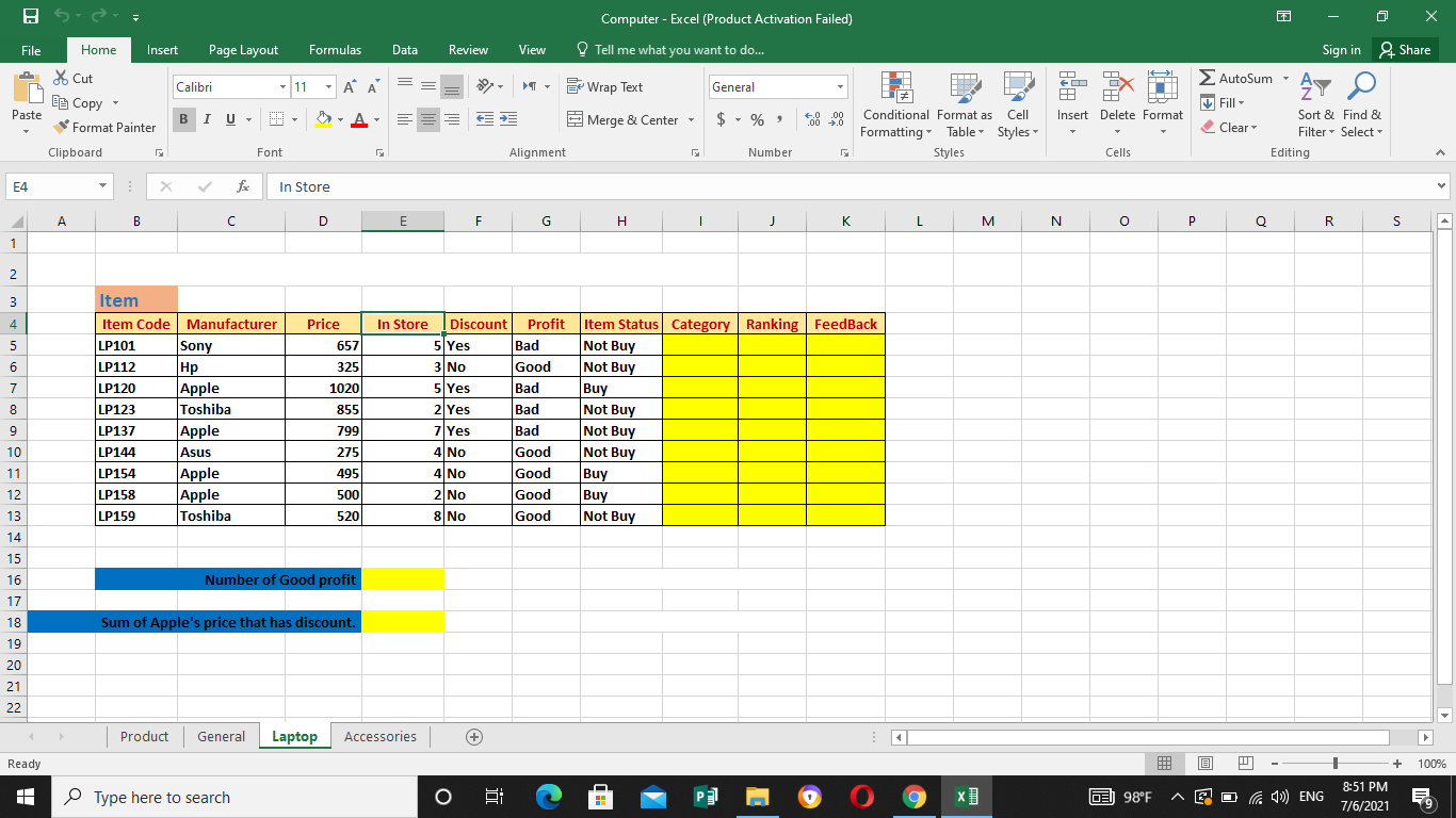 Solved bg computer excel product activation failed o chegg