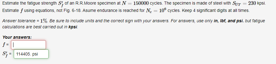 Solved Estimate the fatigue strength S'; of an R.R.Moore | Chegg.com