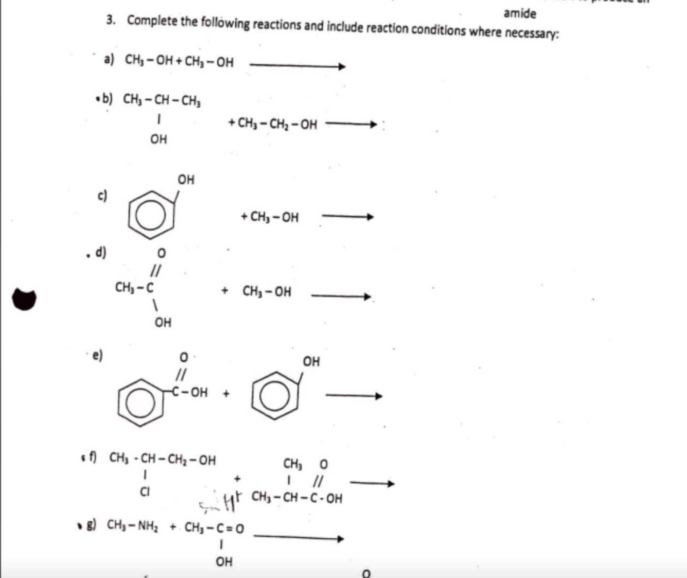 Solved Complete the following reactions and include reaction | Chegg.com