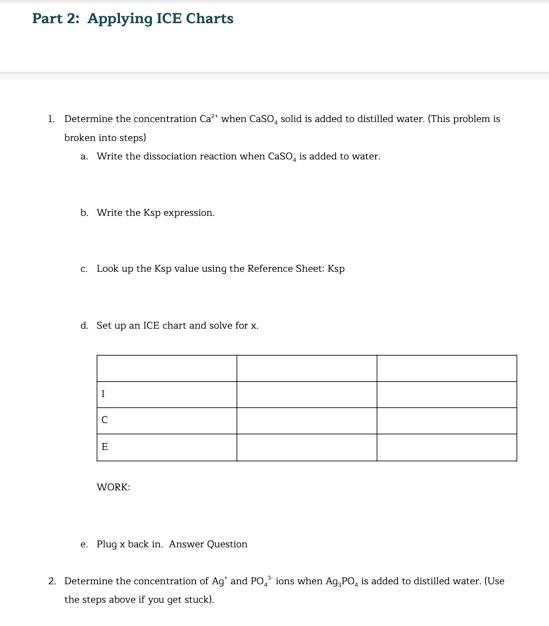 Solved Part 2: Applying ICE Charts 1. Determine the | Chegg.com