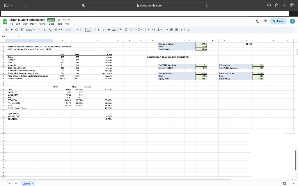 Determine Liston’s Likely Minimum Asking Price Using 