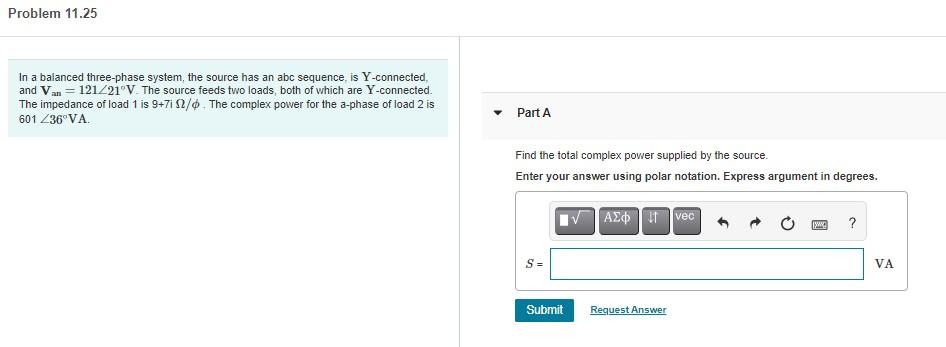 Solved Problem 11.25 In A Balanced Three-phase System, The | Chegg.com