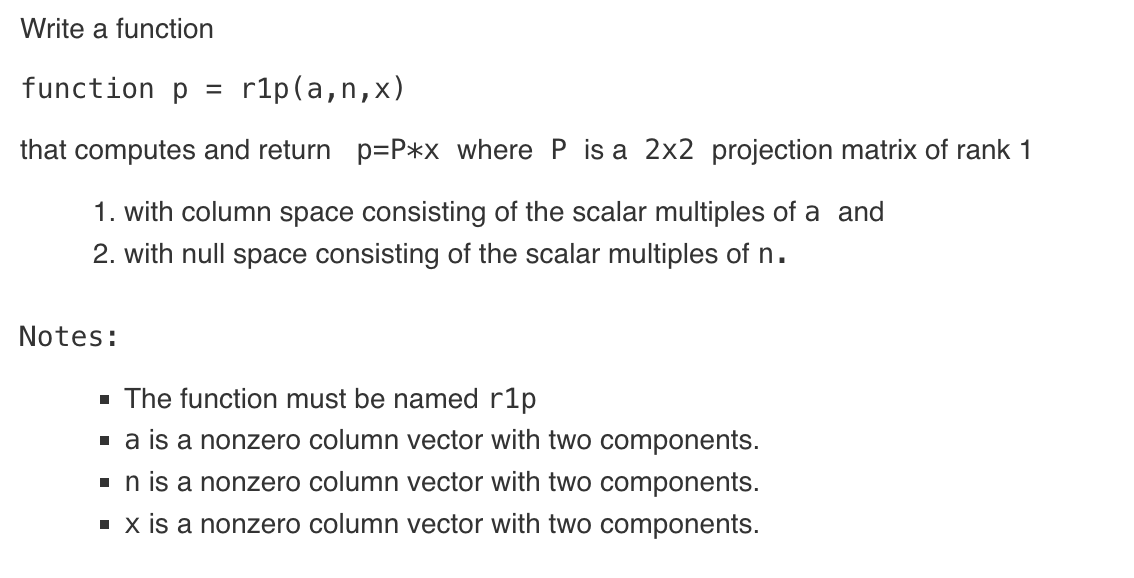 Write a function function p=r1p(a,n,x) that computes | Chegg.com