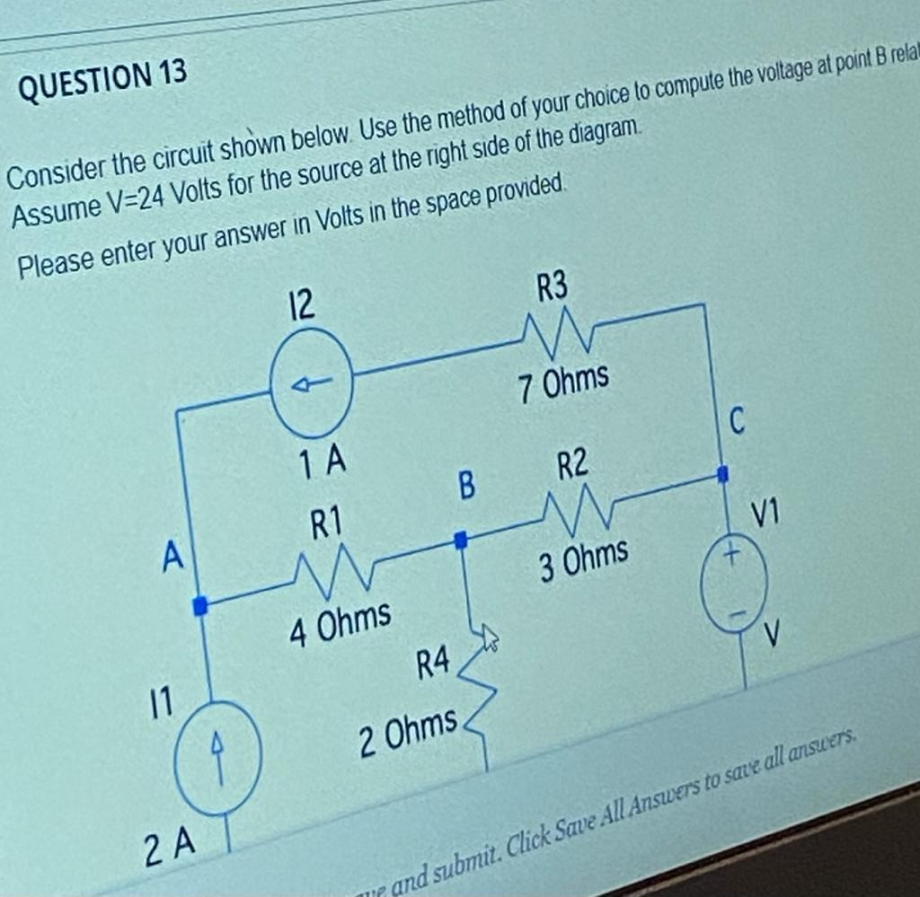 [Solved]: QUESTION 13 Consider the circuit shown below. Us