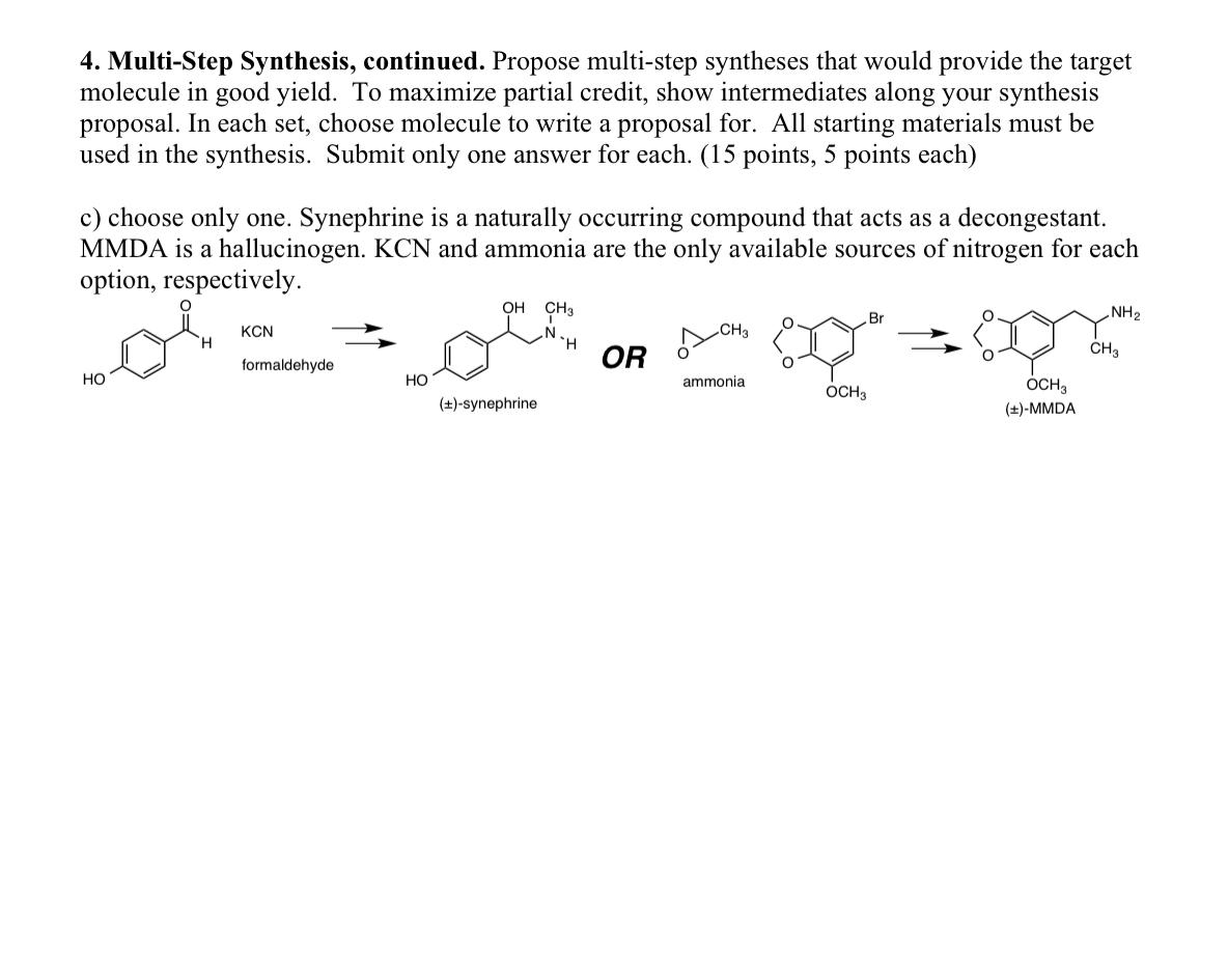 Solved 4. Multi-Step Synthesis, Continued. Propose | Chegg.com