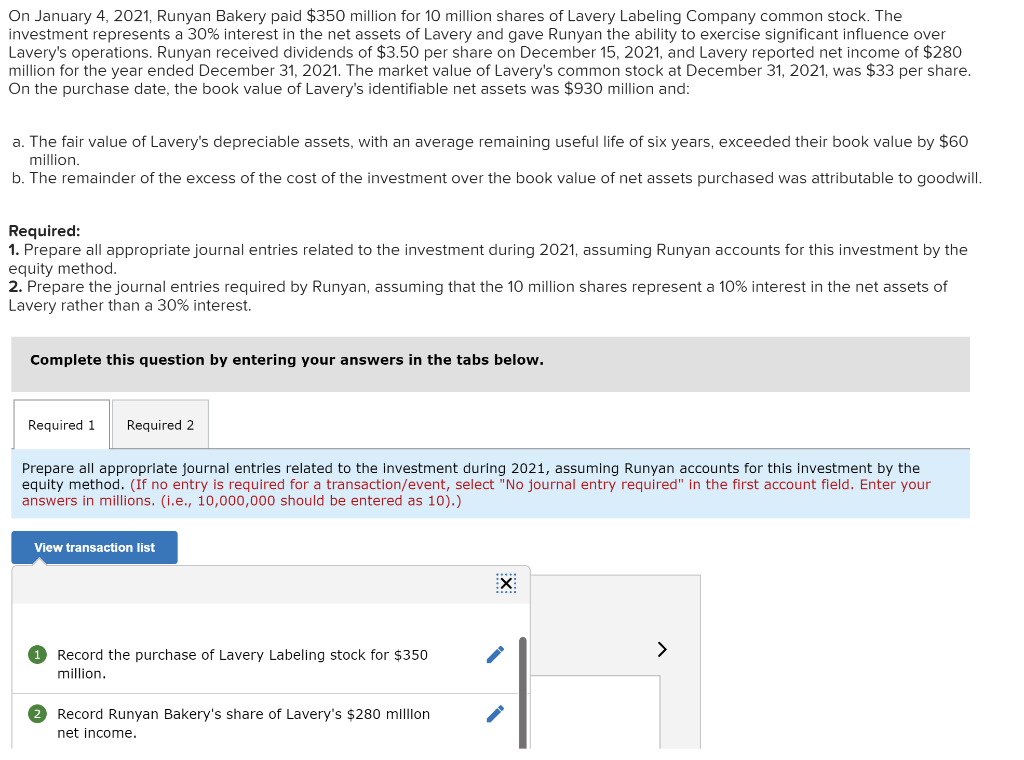 Solved On January 4,2024 , Runyan Bakery paid $350 million