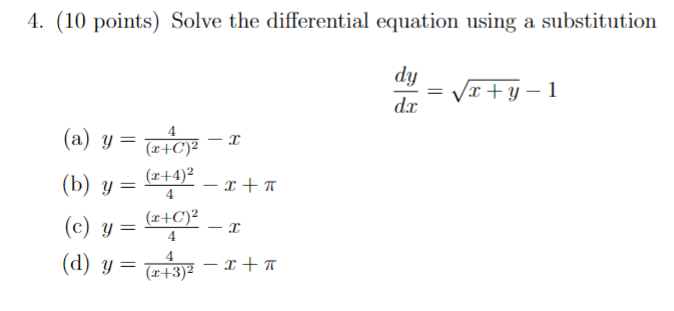 Solved (10 ﻿points) ﻿Solve the differential equation using a | Chegg.com