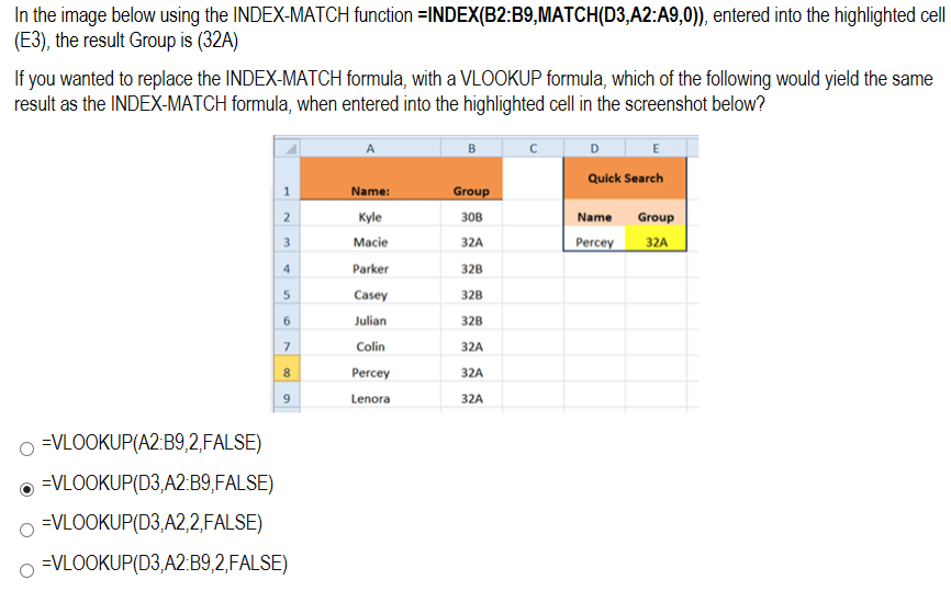 Solved In the image below using the INDEXMATCH