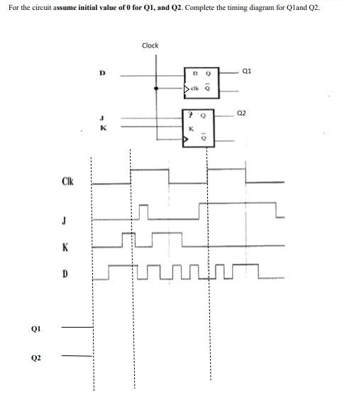 Solved For the circuit assume initial value of 0 for Q1, and | Chegg.com