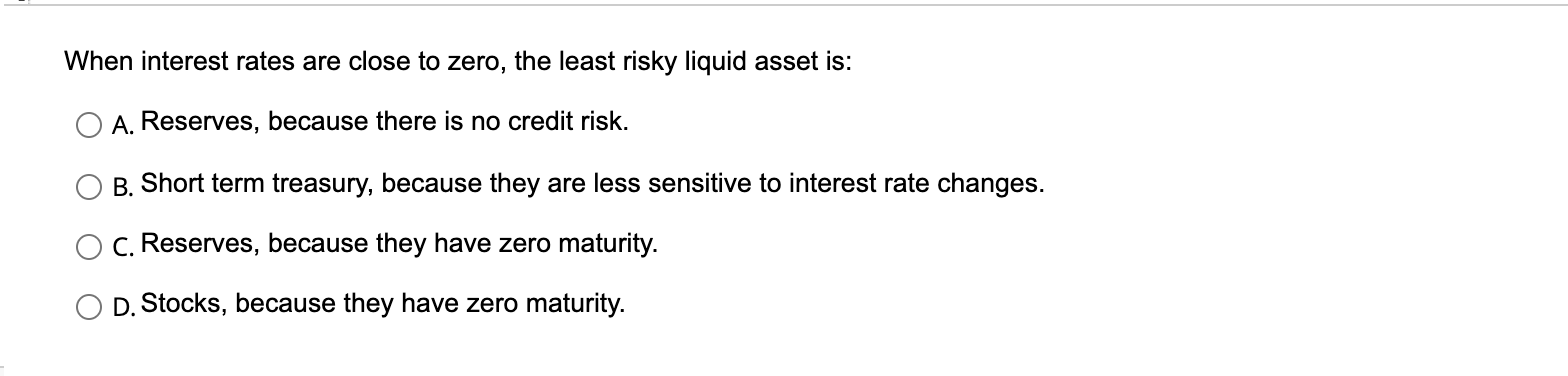Solved When interest rates are close to zero, the least | Chegg.com