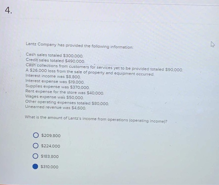 Solved 4 Lantz Company has provided the following