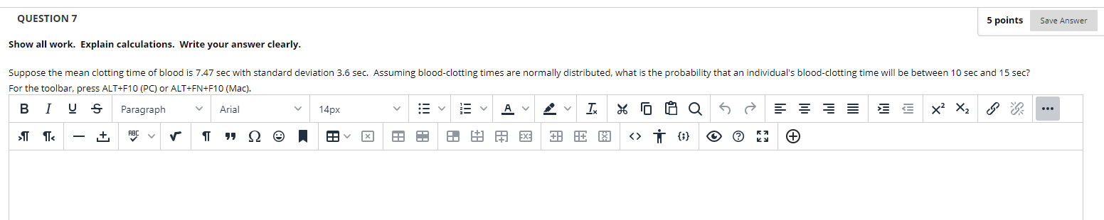 Solved QUESTION 7 5 points Save Answer Show all work. | Chegg.com