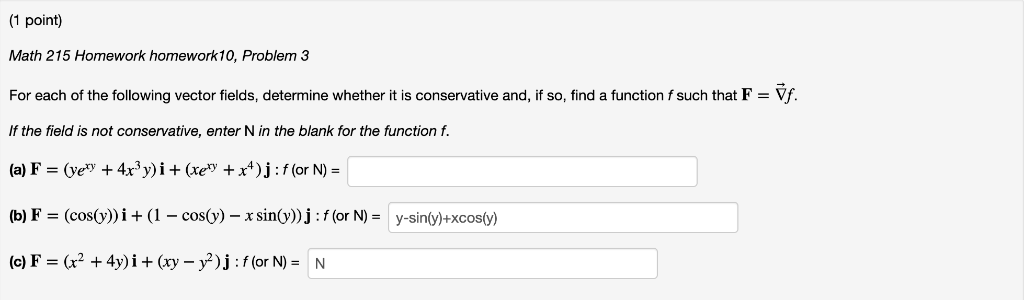 Solved (1 point) Math 215 Homework homework10, Problem 3 For | Chegg.com