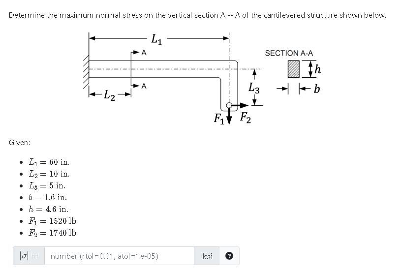 Solved Determine the maximum normal stress on the vertical | Chegg.com