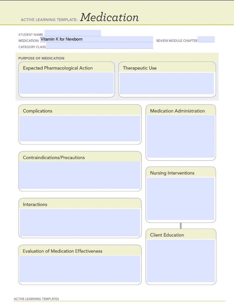 Solved Medication ACTIVE LEARNING TEMPLATE: STUDENT NAME Chegg com