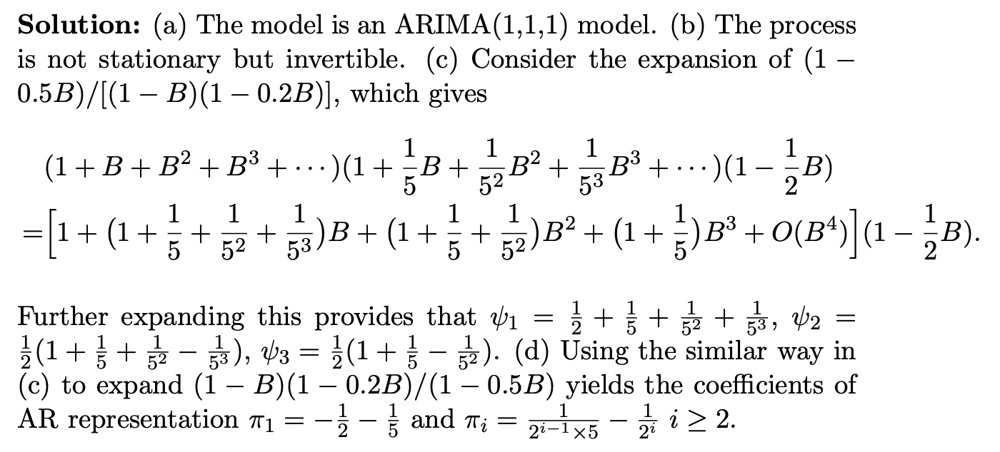 For The Model (1−B)(1−0.2B)Xt=(1−0.5B)Zt : (a) | Chegg.com