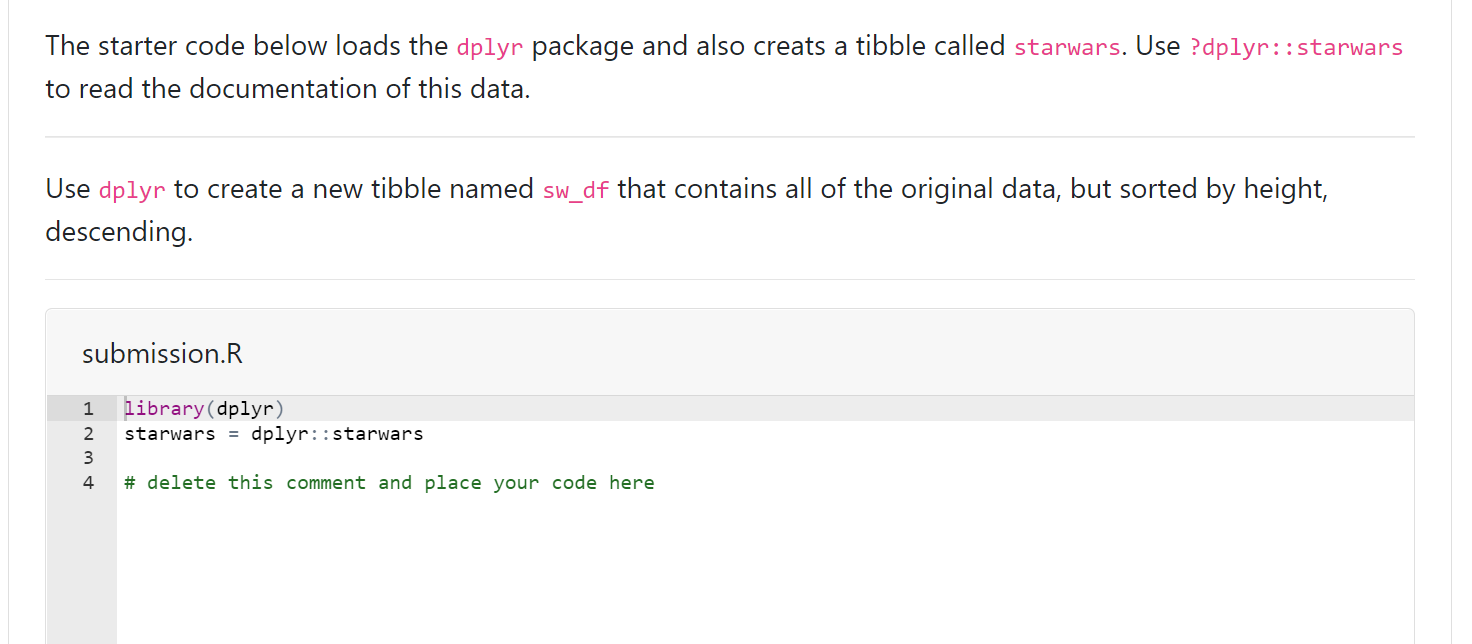 Solved The starter code below loads the dplyr package and | Chegg.com