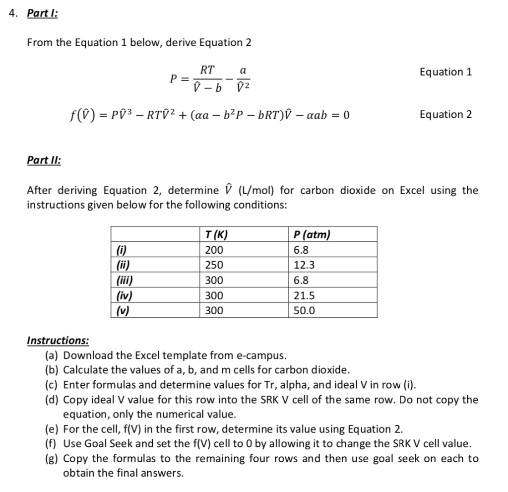 Solved 4 Part I From The Equation 1 Below Derive Equat Chegg Com