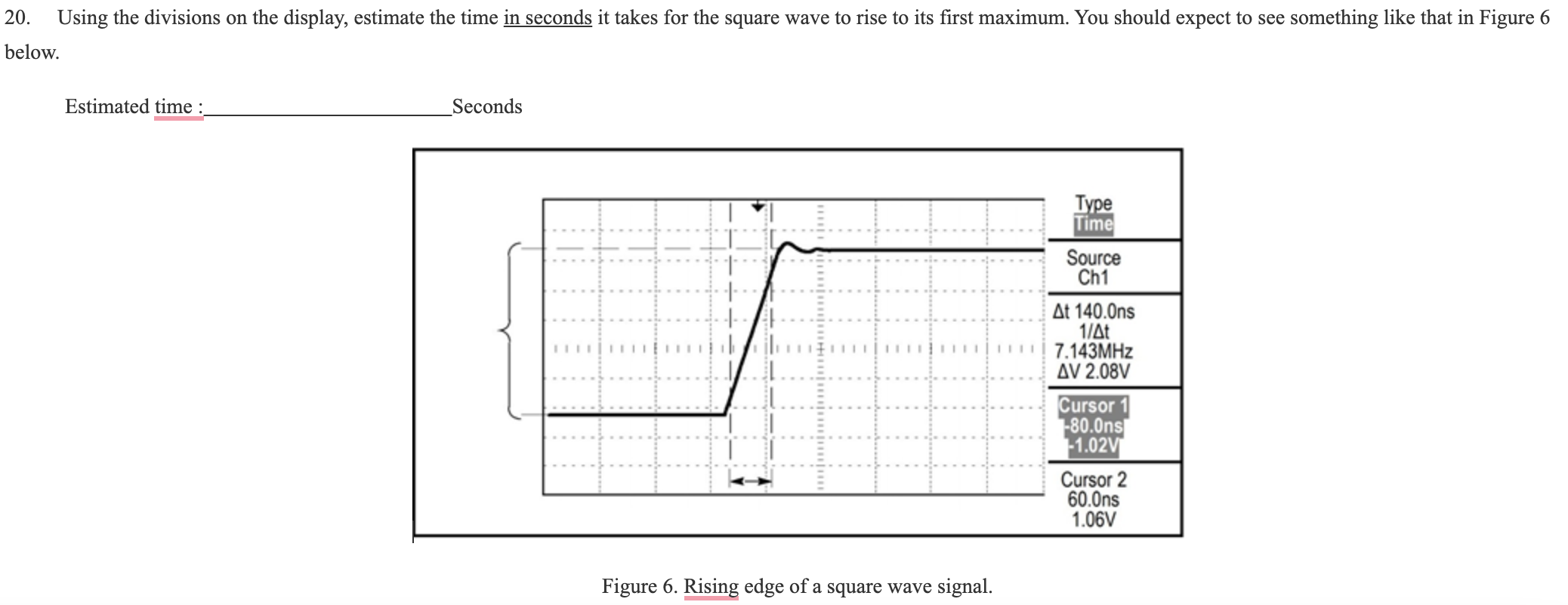Solved 20. Using the divisions on the display, estimate the | Chegg.com
