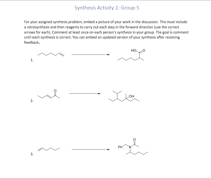Solved My assigned synthesis problem is number 3. Please | Chegg.com