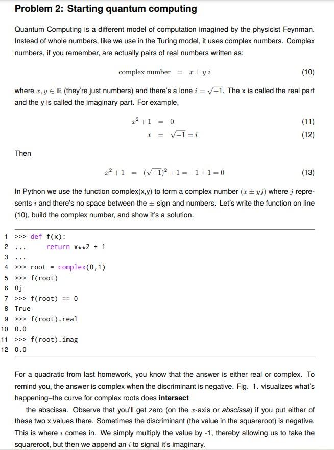 Solved Problem 2: Starting Quantum Computing Quantum | Chegg.com