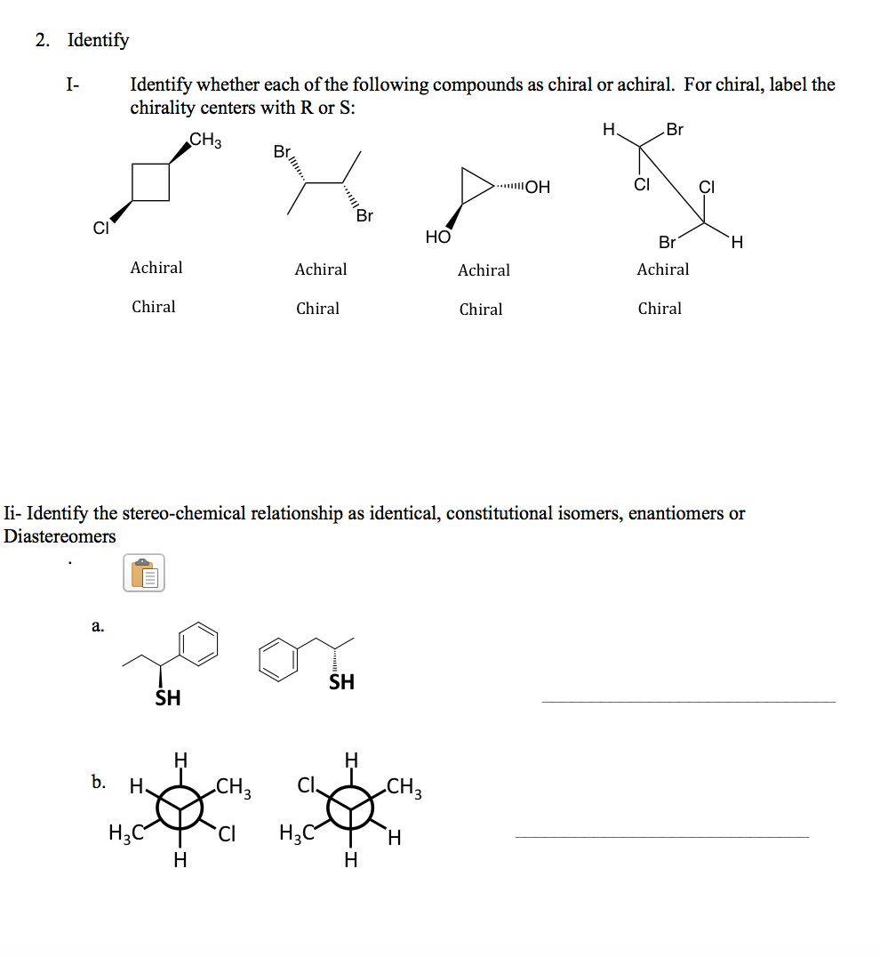I- Identify whether each of the following compounds | Chegg.com