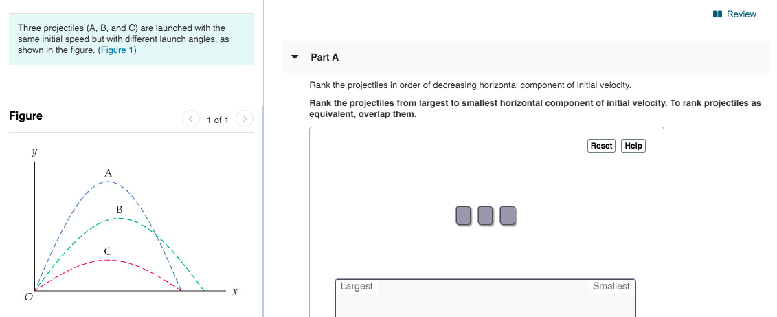 Solved Review Three Projectiles (A, B, And C) Are Launched | Chegg.com