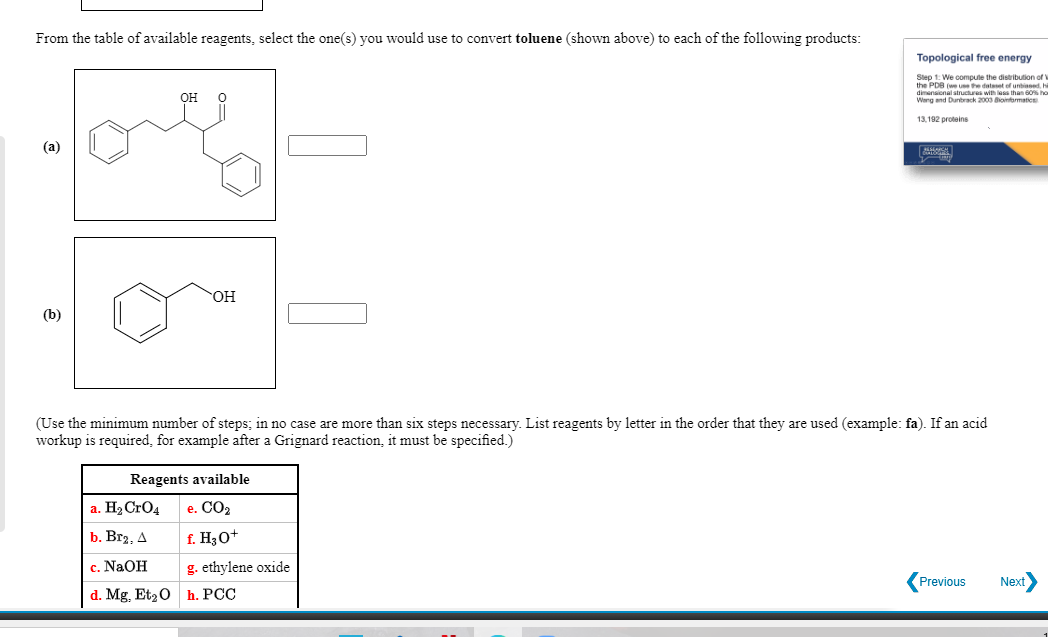 Solved From The Table Of Available Reagents Select The Chegg