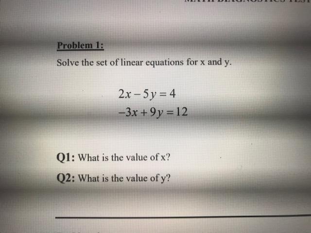 Solved Problem 1: Solve the set of linear equations for x | Chegg.com