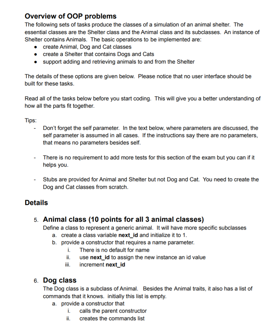 Solved Overview of OOP problems The following sets of tasks | Chegg.com